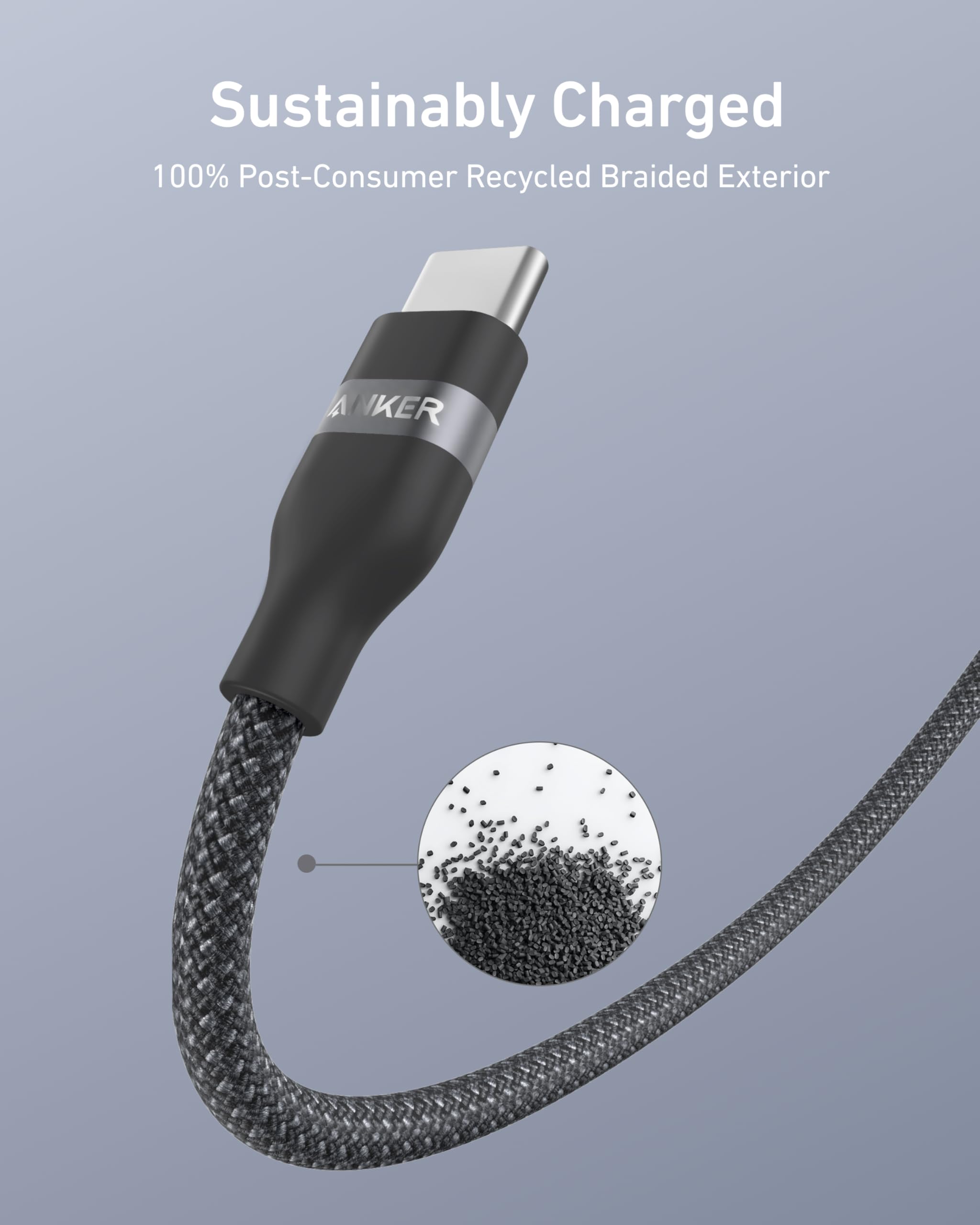Anker Car Carplay Cable for iPhone 17 16 Pro Max Plus, Upcycled Braided USB A to USB C Car Charger Cord for Samsung Note20 and More (3FT, Black) - Image 4