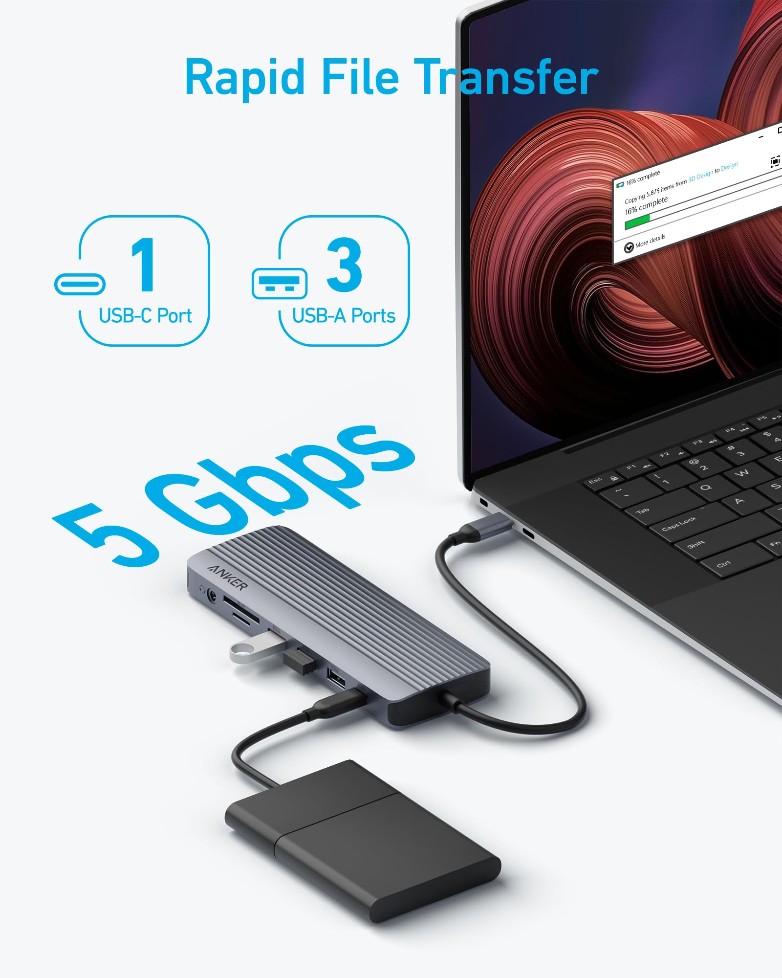 Anker Laptop Docking Station 3 Monitors, 14 in 1 USB C Hub, Triple Display USB C Docking Station with Dual 4K HDMI, 1080p VGA, 80W PD, USB-A/C Data Ports for Dell XPS and More (Charger not Included) - Image 6