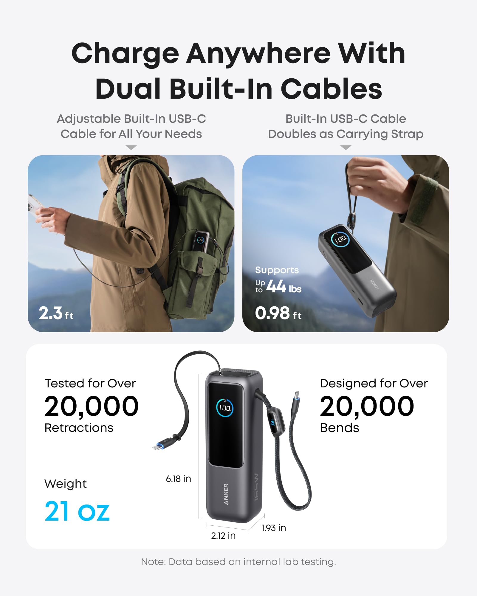 Anker Laptop Power Bank, 25,000mAh Portable Charger with Triple 100W USB-C Ports, Built-in Retractable Cables, Flight-Approved for Travel, iPhone 17/16 Series, MacBook, Samsung, and More - Image 3