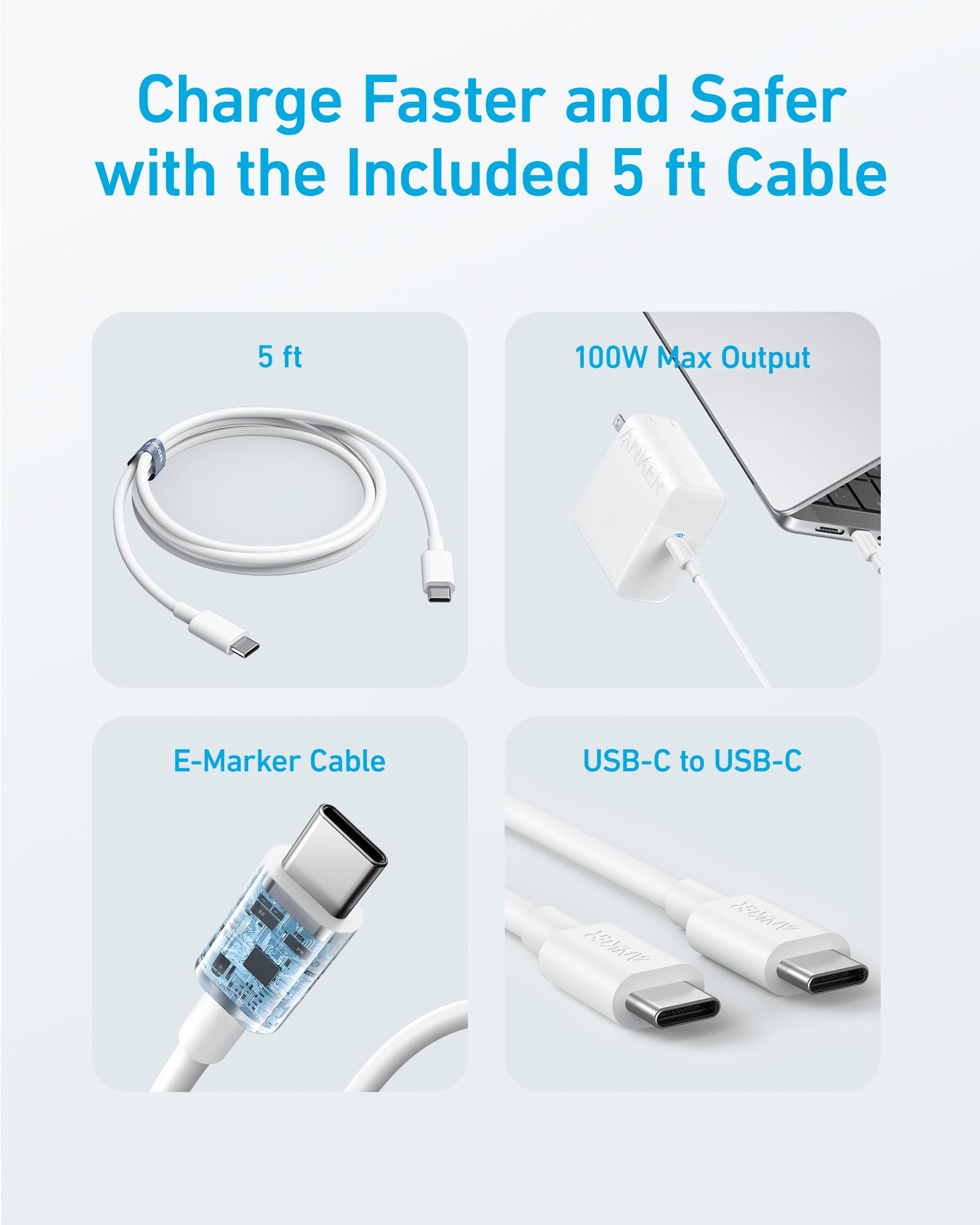 Anker MacBook Pro Charger, Compact and Foldable 100W USB C Charger for MacBook Air, Samsung Galaxy, iPad Pro, and More, 5FT USB C Cable Included - Image 5