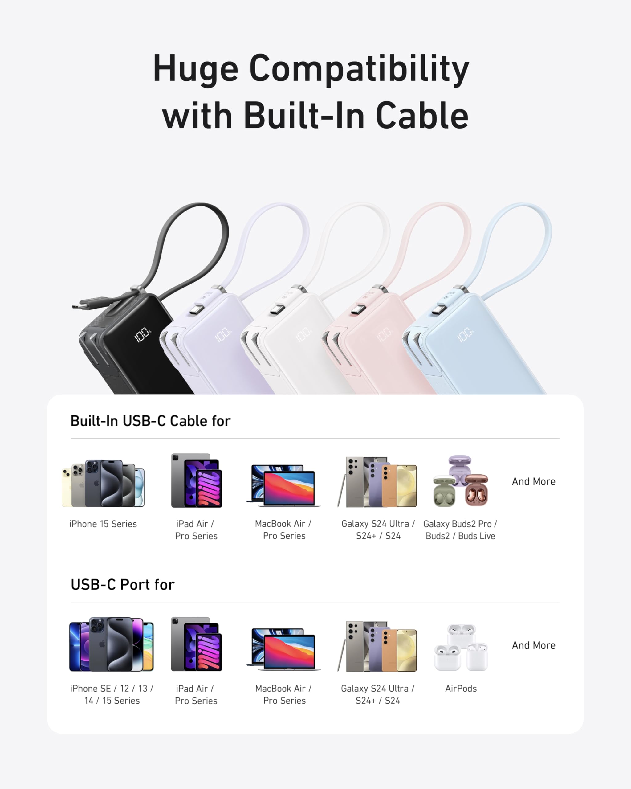 Anker Nano 3-in-1 Portable iPhone Charger, 10,000mAh Power Bank with Built-in USB-C Cable and Foldable Wall Plug, 30W Max Battery Pack, Travel Essentials for iPhone 17/16/15 Series, Galaxy, MacBook - Image 6