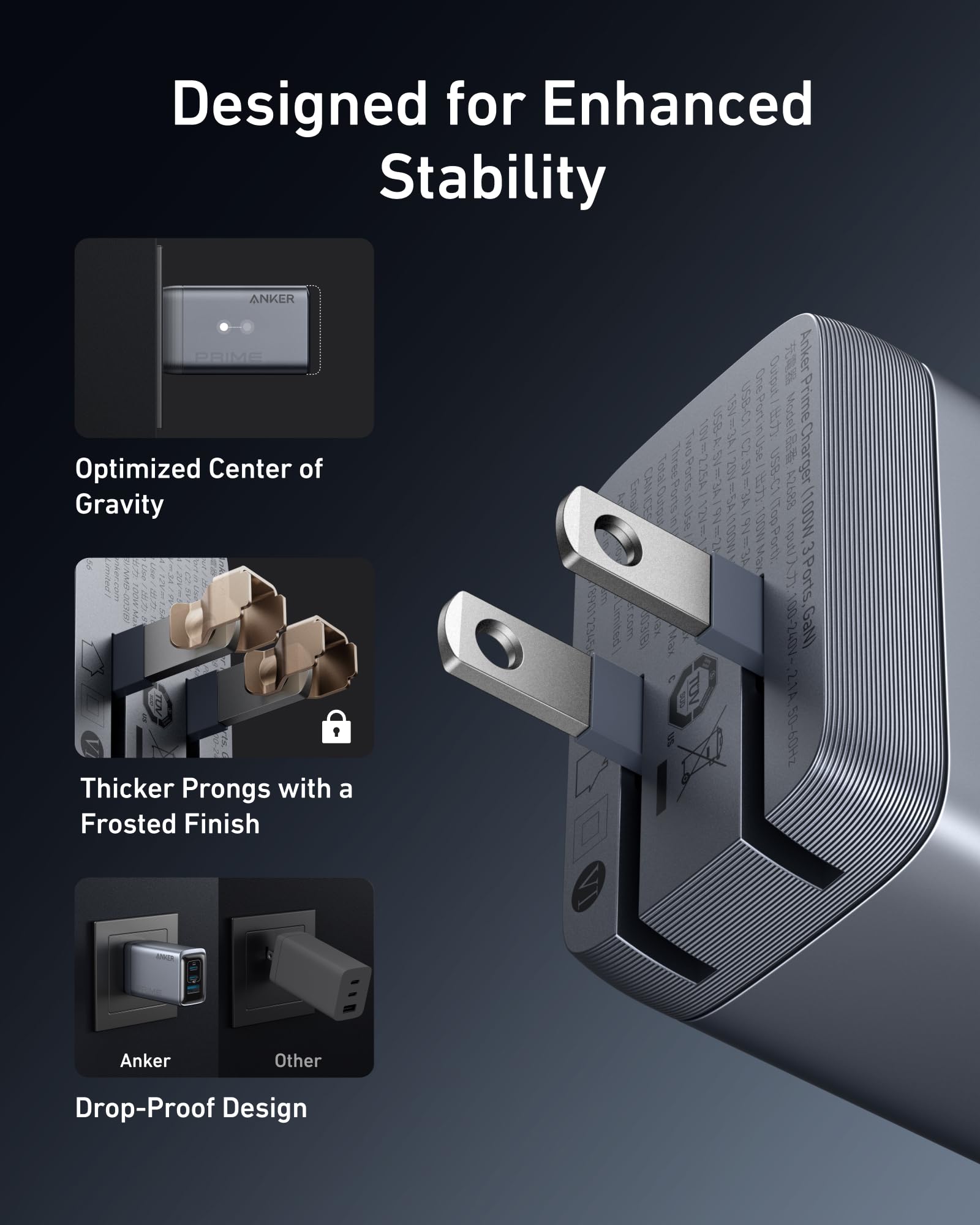 Anker Prime Charger, 100W 3-Port GaN USB C Charger Block, Foldable and Compact for MacBook, iPad, iPhone 17 Series, Galaxy S24/S23, and More - Image 5