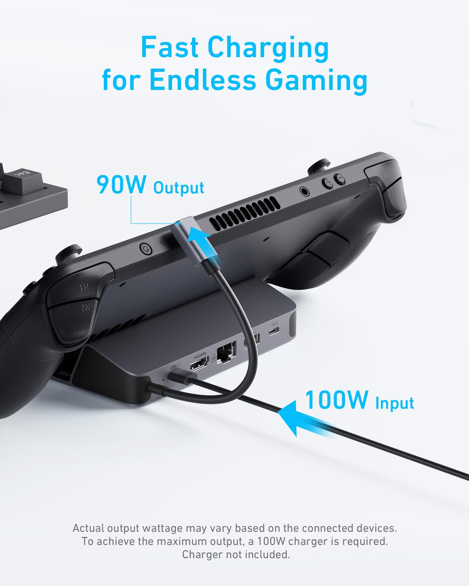 Anker Steam Deck Dock, Docking Station for Steam Deck (OLED)/ROG Ally/Legion Go, 6-in-1 USB C Hub with HDMI 4K@60Hz, 1Gbps Ethernet, 2 USB-A and 1 USB-C Port, 90W Fast Charging (Not for Rog Ally X) - Image 6