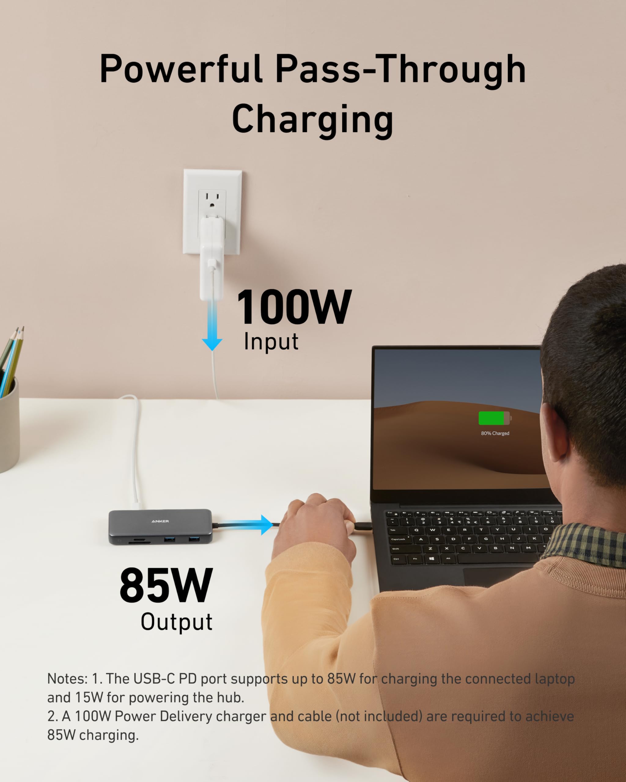 Anker USB C Hub with Ethernet, 8-in-1 Multiport Ethernet Adapter with 4K 60Hz HDMI Port, 85W Power Delivery, 10Gbps USB C and 2 A Data Ports, microSD SD Card Reader, for MacBook Pro/XPS/iPad and More - Image 6